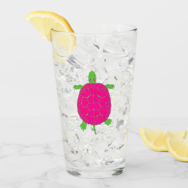 Rosa und grünes Schildkrötenglas Glas (Vorderseite Ice)