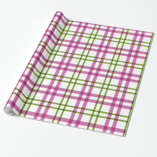 rosa und grünes Tartan-Muster Geschenkpapier