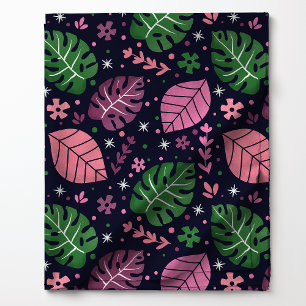 Rosa und grünes tropisches Monstera-Muster Stoff