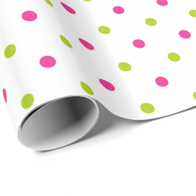Rosa und grünes Tupfen-Packpapier Geschenkpapier (Rolleneckpunkt)