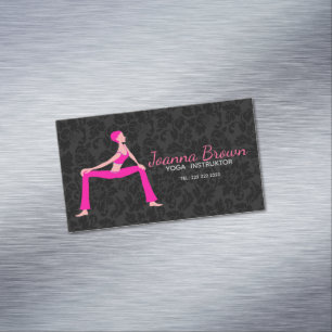 Rosa und Hautfarbe Yoga Pose Silhouette Magnetische Visitenkarte