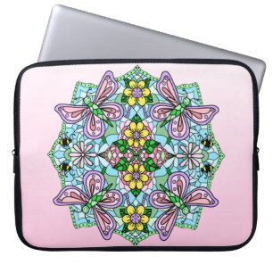 Rosa und hellblaue Hand, Mandala-Laptop-Lee Laptopschutzhülle