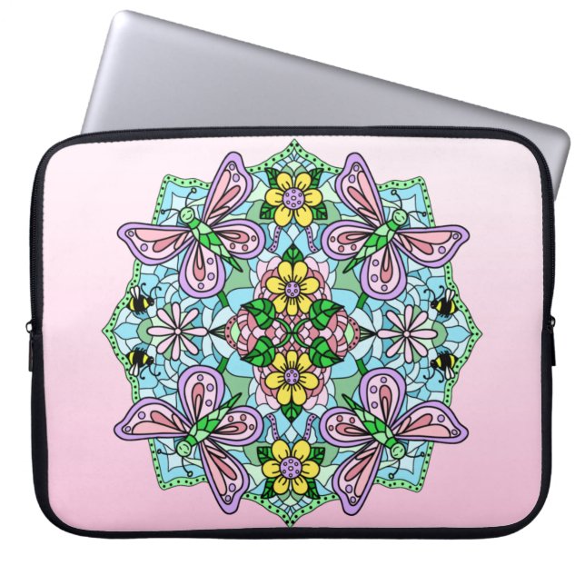 Rosa und hellblaue Hand, Mandala-Laptop-Lee Laptopschutzhülle (Vorderseite)