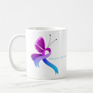 Rosa und hellblauer Butterfly-Band Kaffeetasse