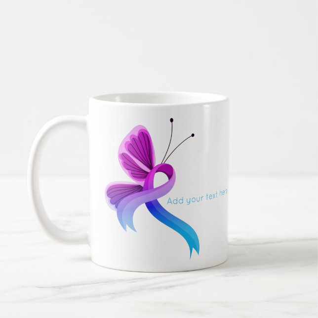 Rosa und hellblauer Butterfly-Band Kaffeetasse (Links)