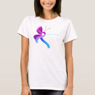 Rosa und hellblauer Butterfly-Band T-Shirt