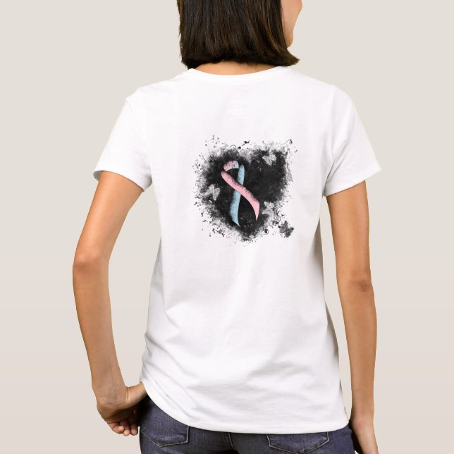 Rosa und hellblauer Schleier - Bewusstseinsschärfe T-Shirt (Rückseite)
