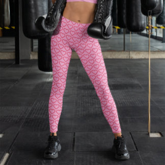 Rosa und hellrotes Herz Muster Leggings