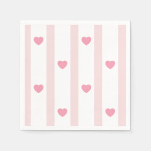 Rosa und Herzen, Streifen für Partys Serviette