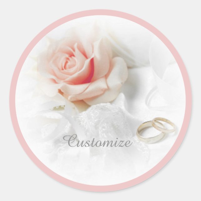 Rosa- und Hochzeitsaufkleber Runder Aufkleber (Vorderseite)