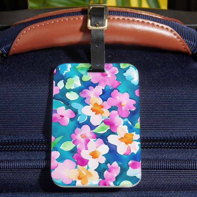 Rosa und Hübsche Blume Gepäckanhänger (Vorderseite Insitu 2)