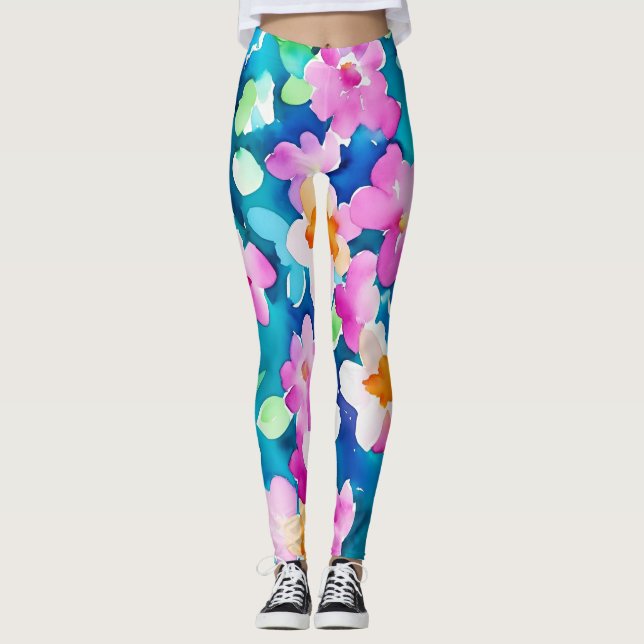 Rosa und Hübsche Blume Leggings (Vorderseite)
