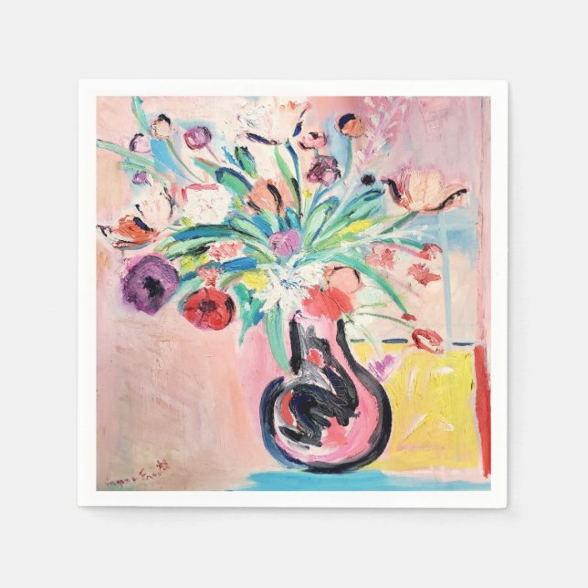 Rosa und Hübscher floraler Cocktail Napkins Serviette (Vorderseite)