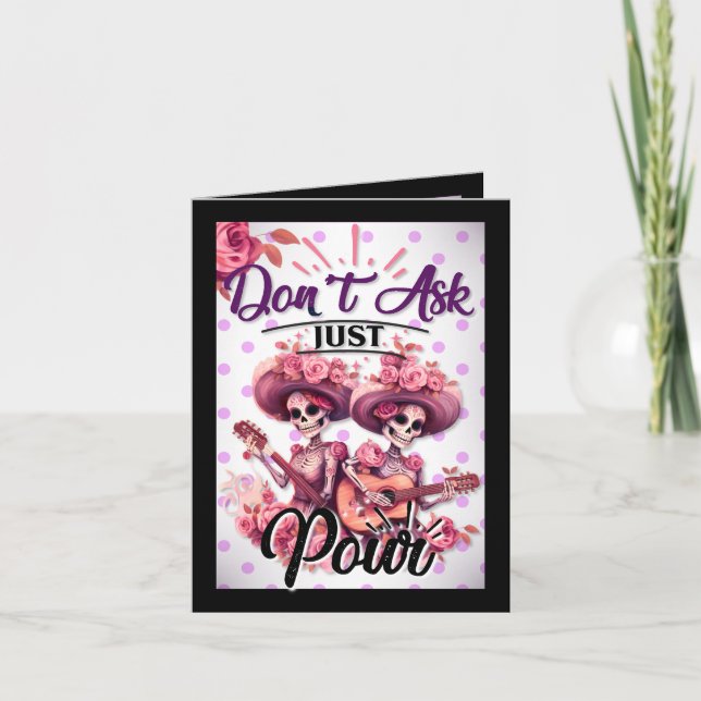 Rosa und Hübscher Zuckerschädel Dankeskarte (Vorderseite)