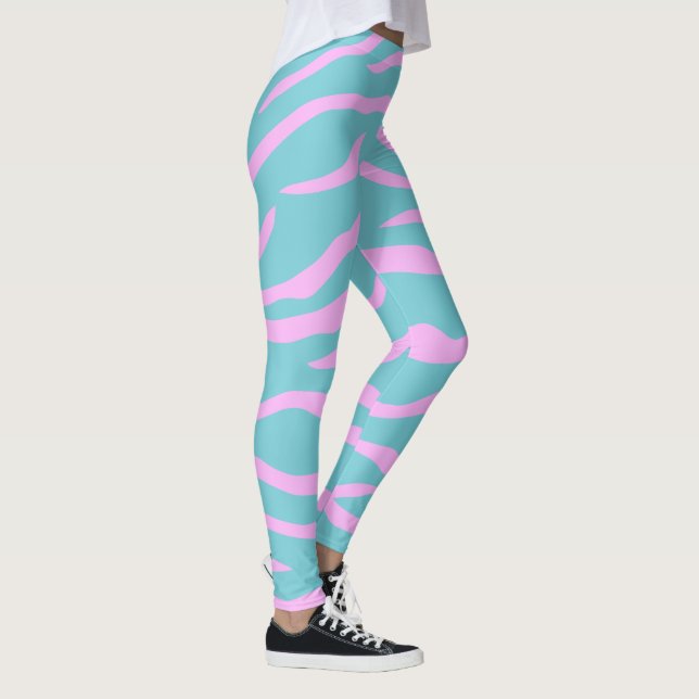 Rosa und Ihr Farbtiger-Streifen-Muster Leggings (Rechts)