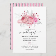 Rosa und Imitate Foil & Glitzer Silberblume Hochze