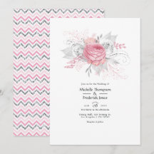 Rosa und Imitate Foil Silver Floral Wedding