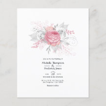 Rosa und Imitate Foil Silver Floral Wedding
