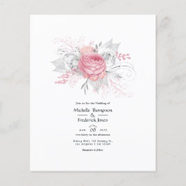 Rosa und Imitate Foil Silver Floral Wedding Flyer