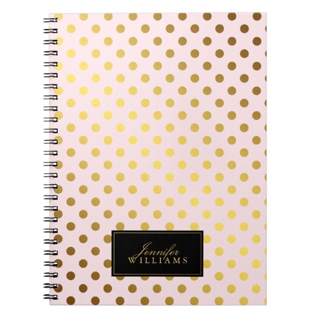 Rosa und Imitate Gold Foil Polka Dots Notizblock (Vorderseite)
