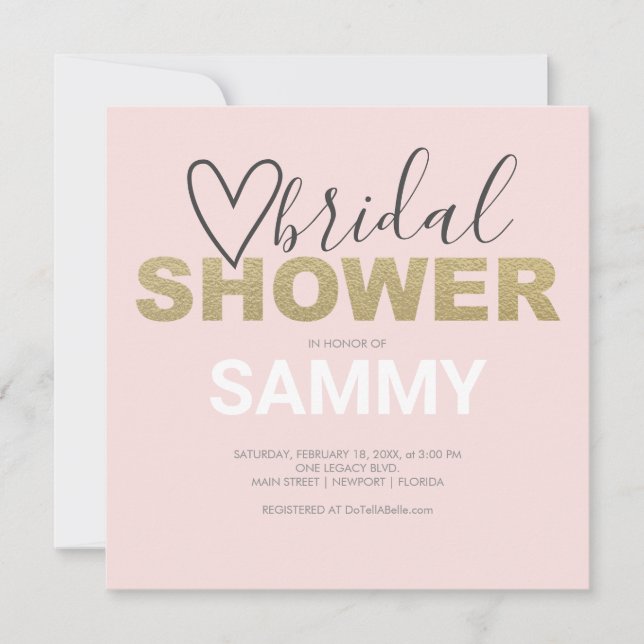 Rosa und Imitate Gold Herzstück Brautparty (Vorderseite)