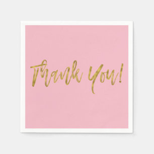 Rosa und Imitats Gold Danke Gold Foil Napkins Serviette