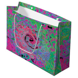 Rosa und Kalkgrün Groovy Abstrakt Retro Swirl Große Geschenktüte