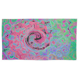 Rosa und Kalkgrün Groovy Abstrakt Retro Swirl Kissenbezug