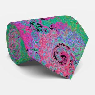 Rosa und Kalkgrün Groovy Abstrakt Retro Swirl Krawatte