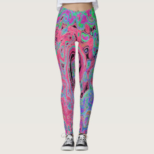 Rosa und Kalkgrün Groovy Abstrakt Retro Swirl Leggings