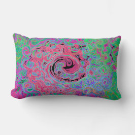 Rosa und Kalkgrün Groovy Abstrakt Retro Swirl Lendenkissen