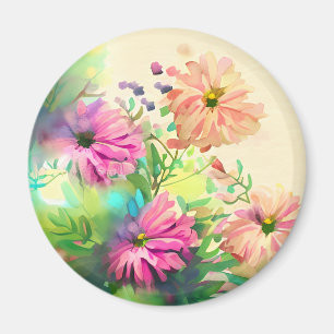 Rosa und Korallen alte Blumen Magnet