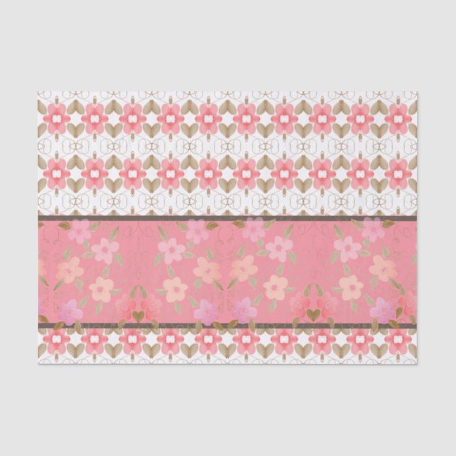 Rosa- und Korallenblumendesign Seidenpapier (Vorderseite)