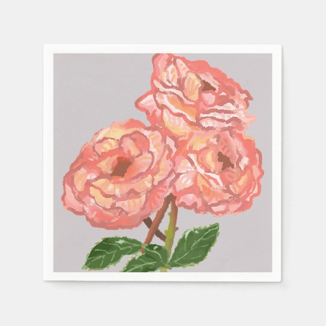 Rosa und Korallenblütenpapier Napkins Serviette (Vorderseite)