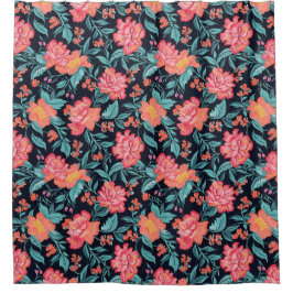 Rosa und korallenfarbene Blume Duschvorhang