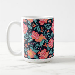 Rosa und korallenfarbene Blume Kaffeetasse