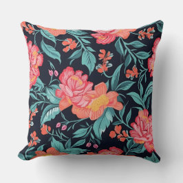 Rosa und korallenfarbene Blume Kissen