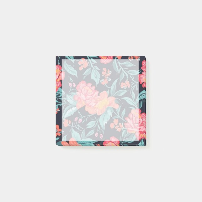 Rosa und korallenfarbene Blume Post-it Klebezettel (Vorderseite)