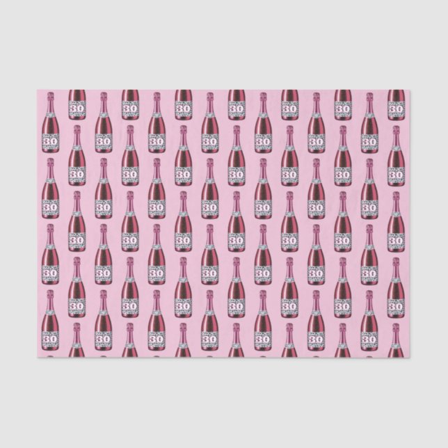Rosa und Leopard Print Birthday Champagne Flasche Seidenpapier (Vorderseite)