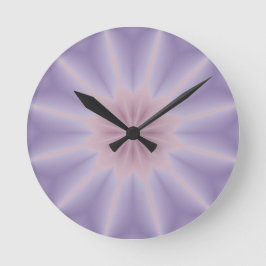 Rosa und lila 3D Blume drei Runde Wanduhr
