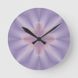 Rosa und lila 3D Blume zwei Runde Wanduhr