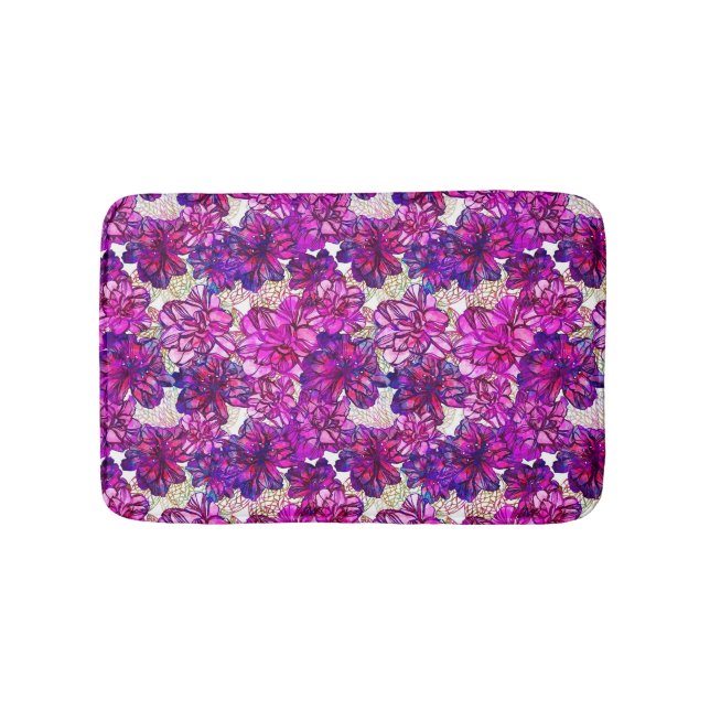 rosa und Lila Abstrakte Blume Muster Badematte (Vorderseite)