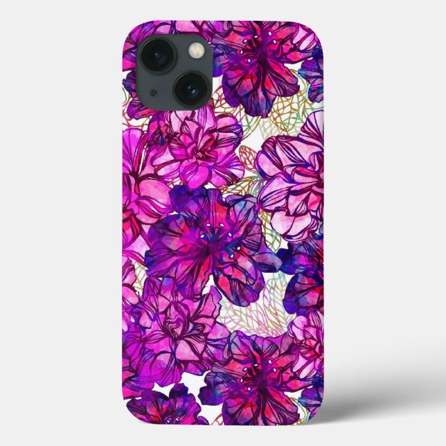 rosa und Lila Abstrakte Blume Muster Case-Mate iPhone Hülle (Rückseite)