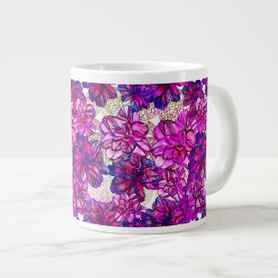 rosa und Lila Abstrakte Blume Muster Jumbo-Tasse