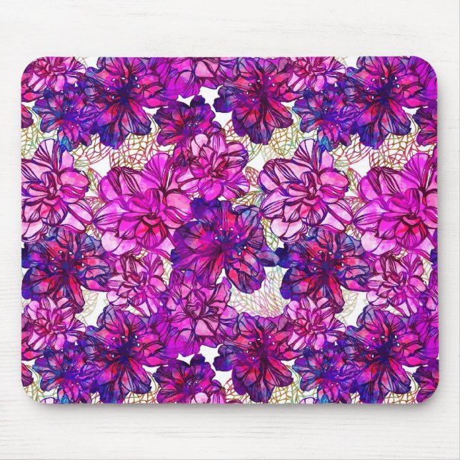 rosa und Lila Abstrakte Blume Muster Mousepad (Vorne)