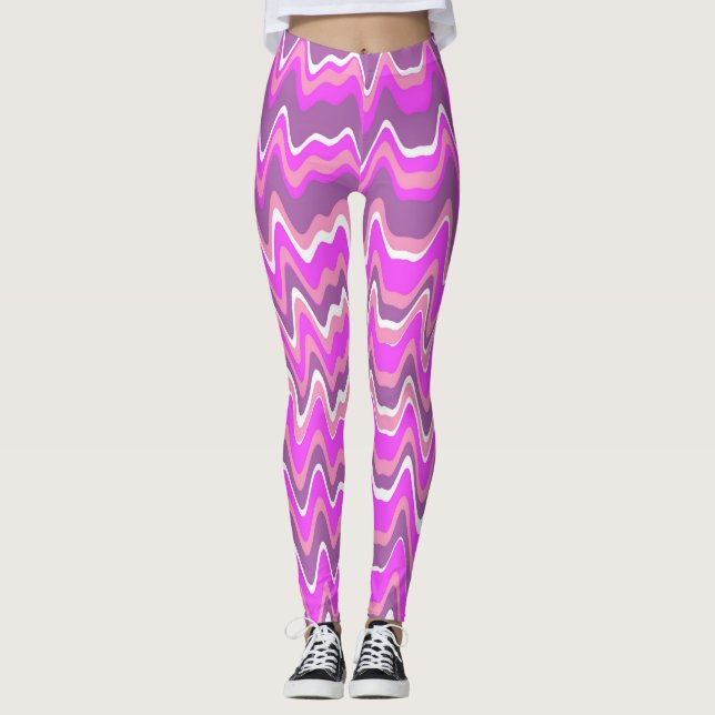 Rosa und lila abstraktes Muster Leggings (Vorderseite)
