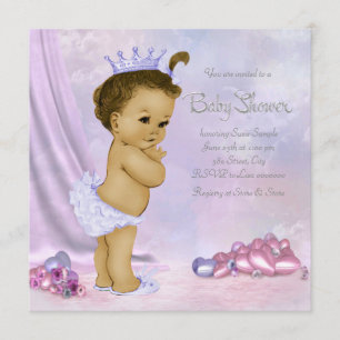 Rosa und Lila Afro American Baby Girl Dusche Einladung