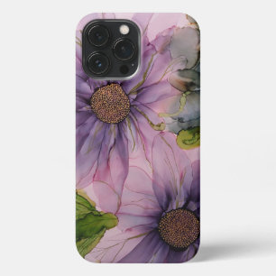 Rosa und lila Alkoholfarbe Blume iPhone 13 Pro Max Hülle
