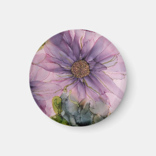 Rosa und lila Alkoholfarbe Blume Magnet