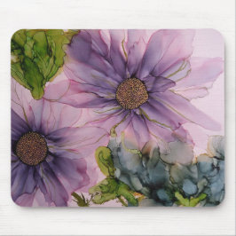 Rosa und lila Alkoholfarbe Blume Mousepad